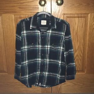 American Eagle Blue/Green Flannel Shirt Size XS
